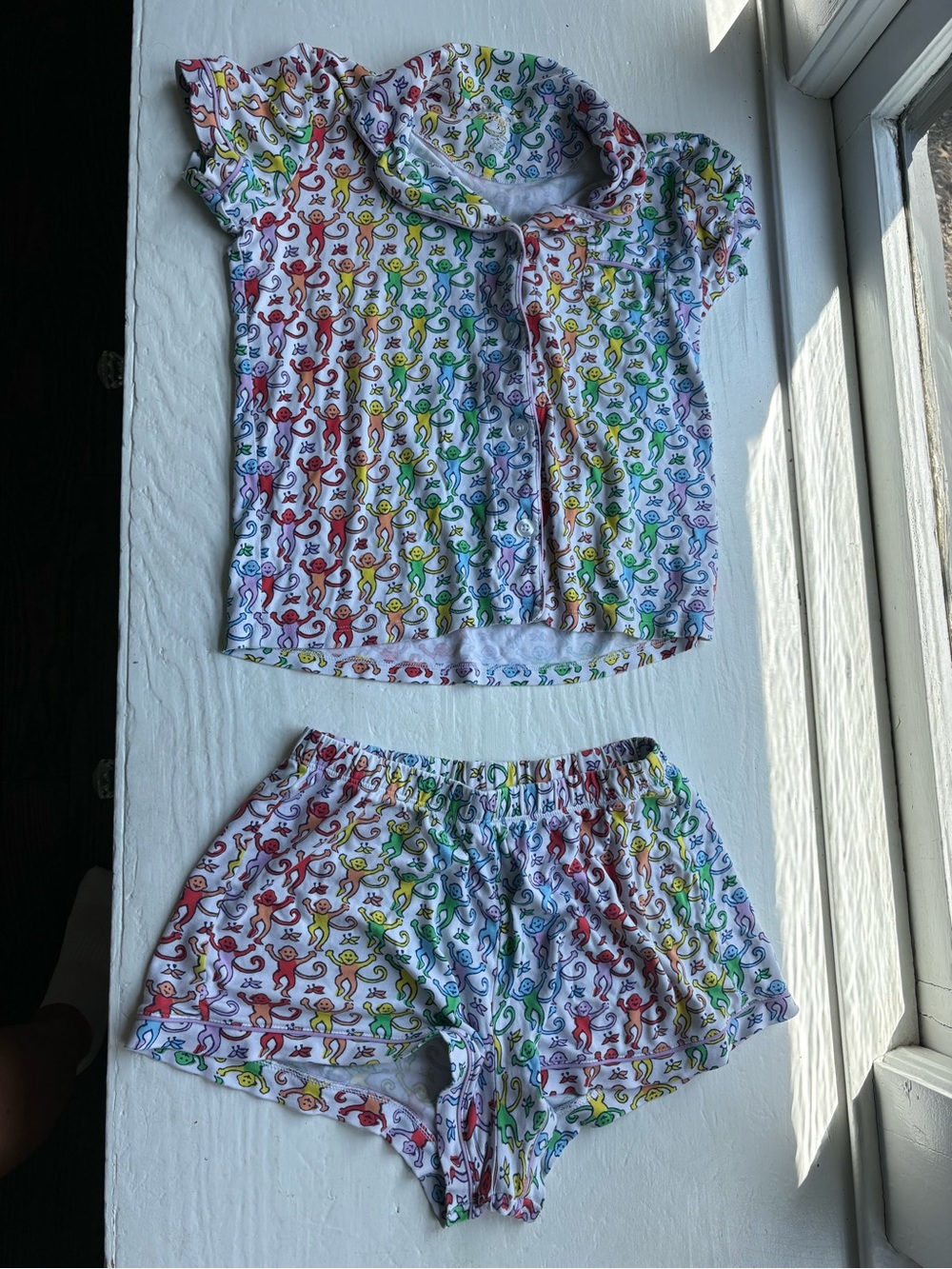 Roller Rabbit White Multicolor Monkey Short Pajama Set